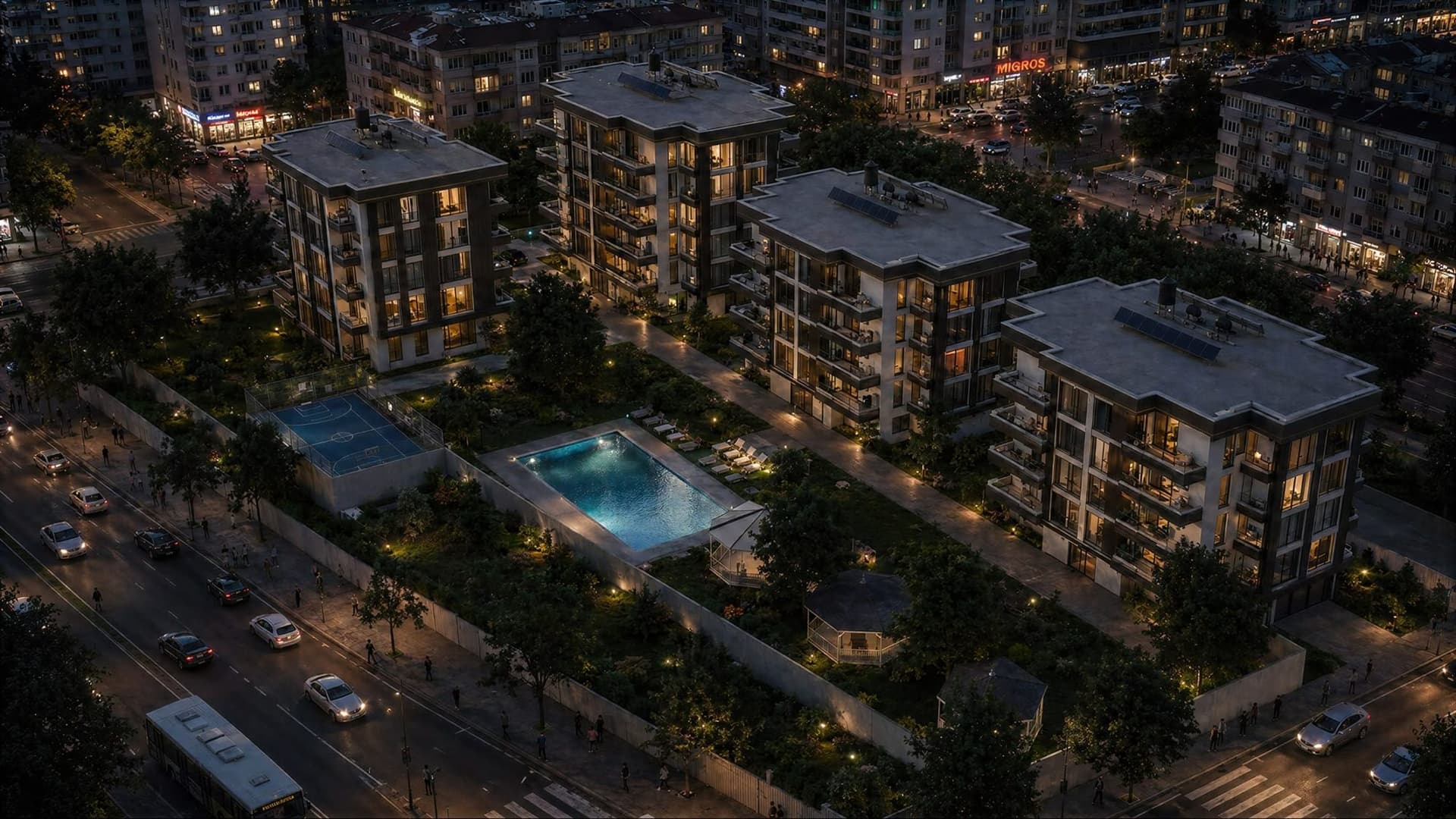 Doğanköy 4 bloklu konut projesi 3D bina render (2)